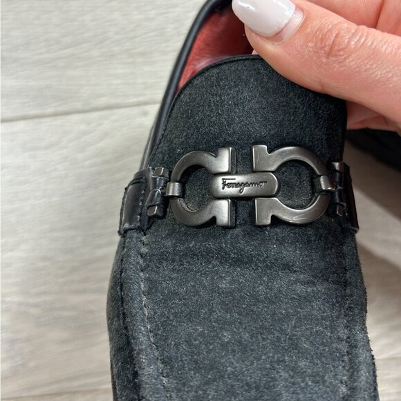 Salvatore Ferragamo Sport Horsebit logo Gray Fabric Loafers Preppy - Picture 5 of 16